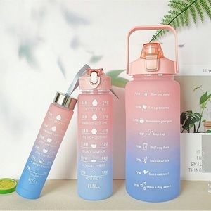 NWT Set of 3 Motivational Phrases
Sports Water Bottles Pink and blue